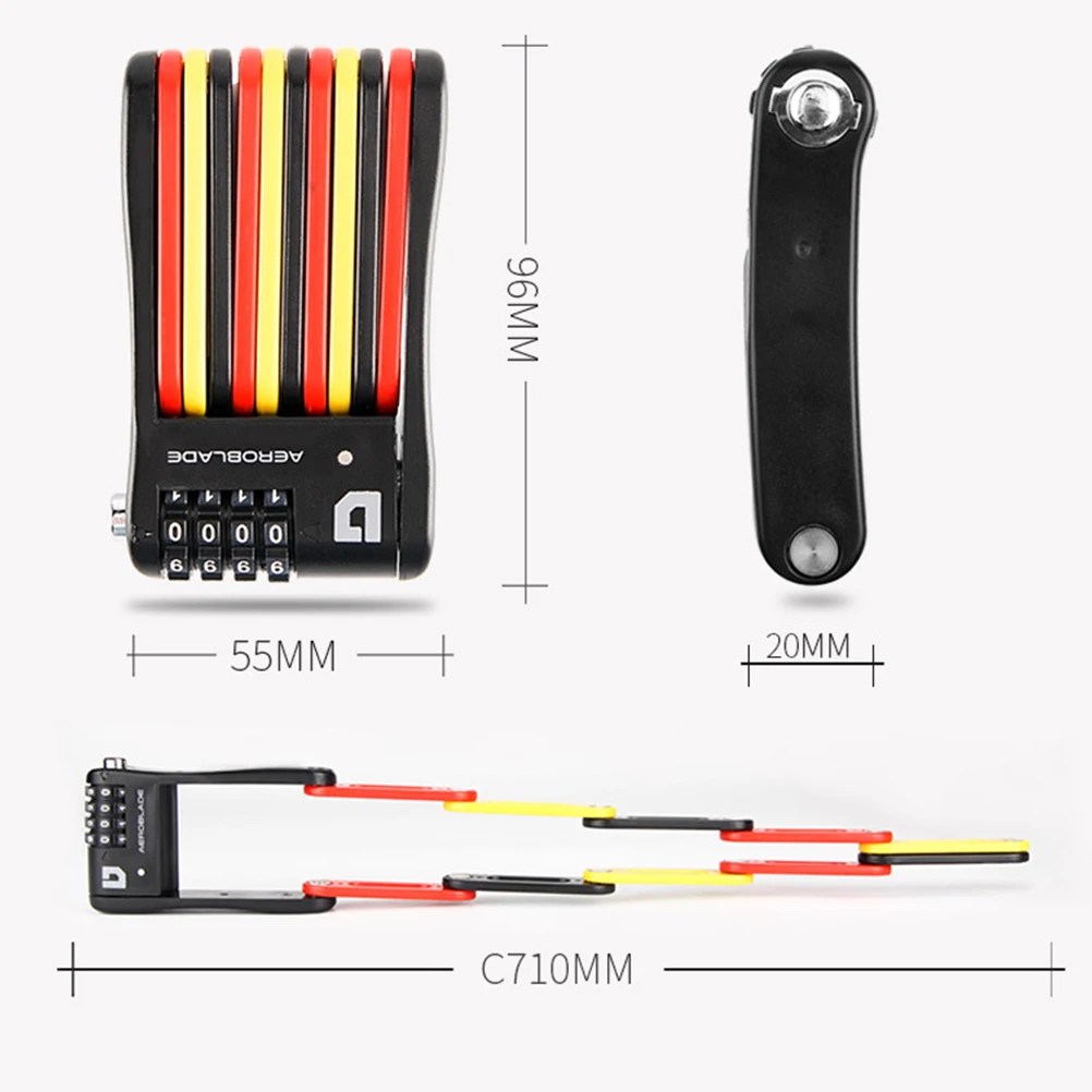

4 Portable Bicycle Lock Folding Anti-theft Security Chain Electric Scooter 300g Lightweight Durable for Motorcycle