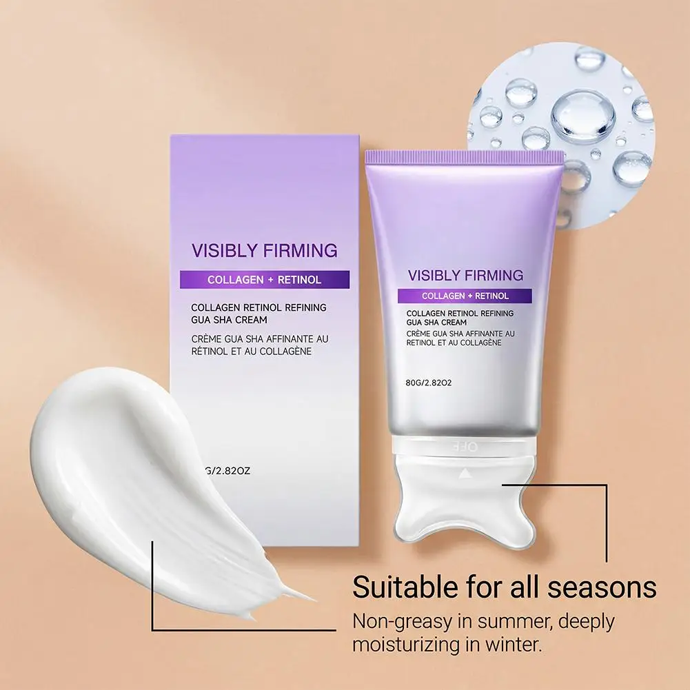 Crema Visiblemente Reafirmante con Retinol y Colágeno 80g con Gua Sha Integrado para Masaje Facial y de Cuello Antiarrugas