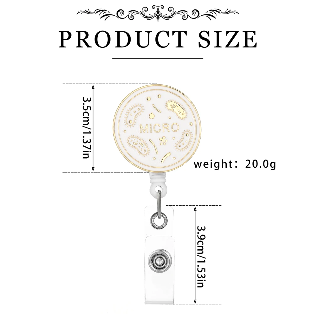 Hanreshe Lab Microbiology Badge Reel Retractable Biology Petri Dish ID Badge Holder Clip for Laboratory Worker Scientist