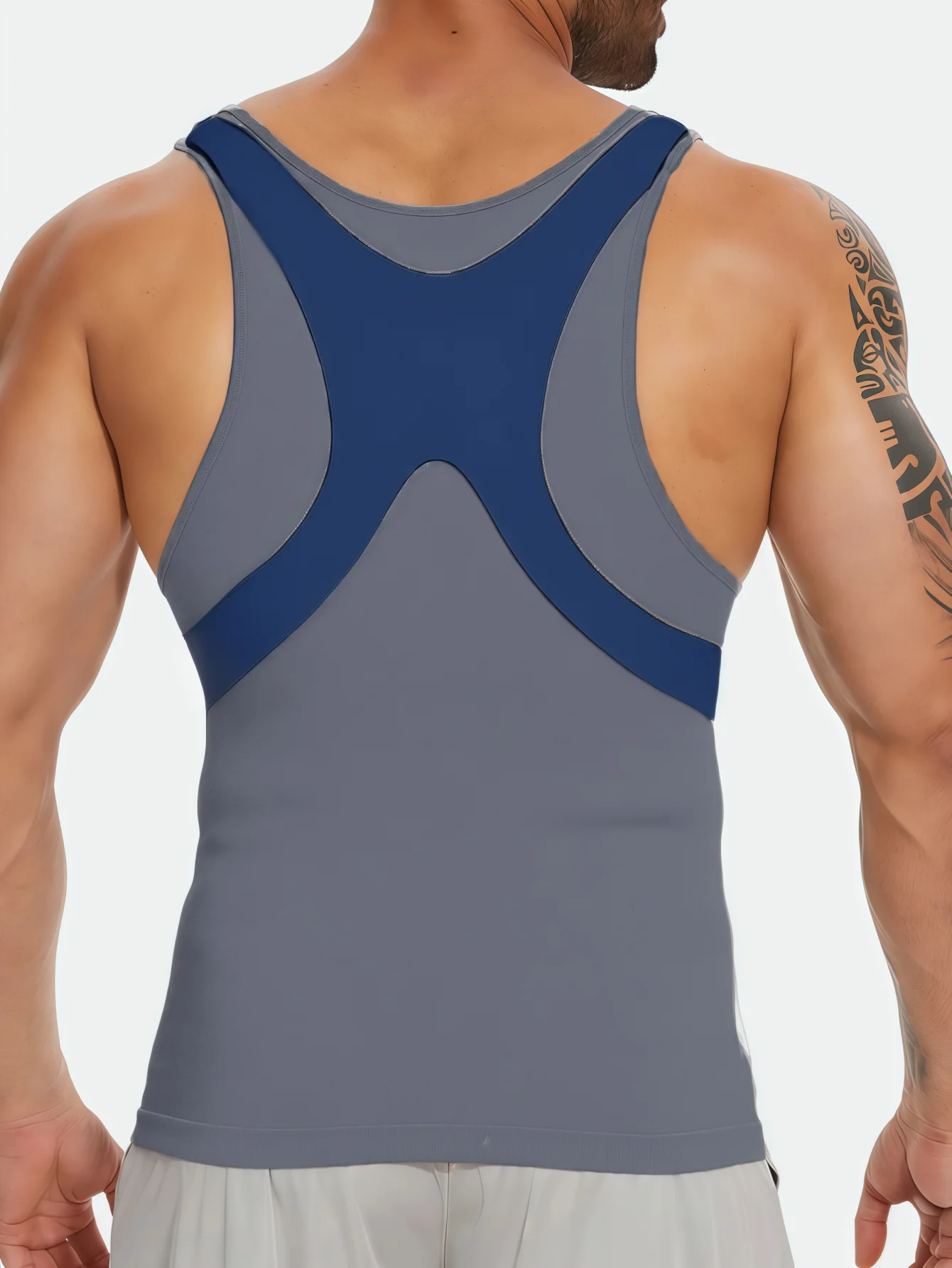 Men's Compression Shirt Undershirt Square Cut Sleeveless Muscle Tank Top Workout Vest Slim Fit A-Shirt for Abs Abdomen Support