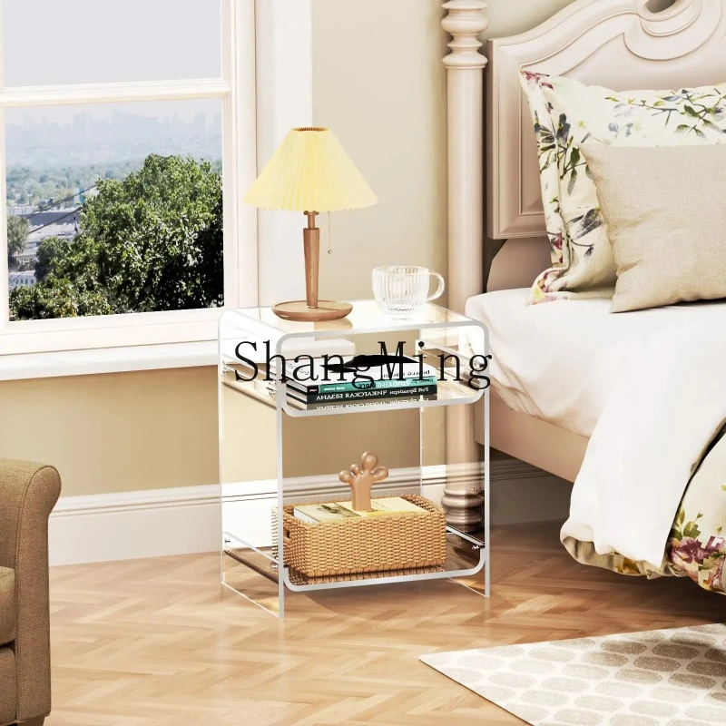 SM acrylic transparent bedside table modern simple living room side few bedrooms balcony beverage coffee table