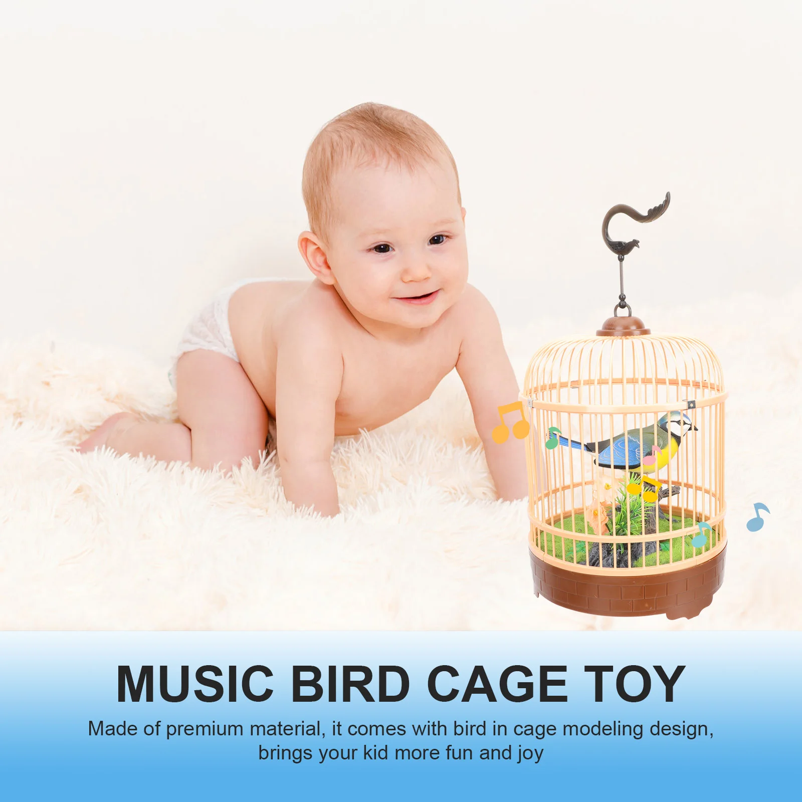 Jaula para pájaros, decoración colgante, juguete educativo interactivo acústico para niños, jaula de pájaros de inducción, juguete para cantar, decorar