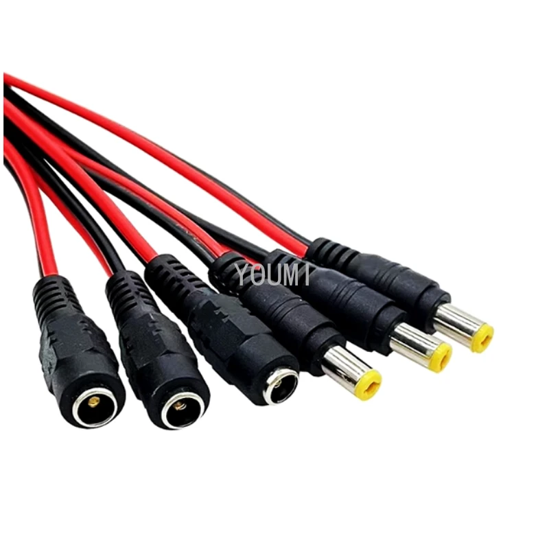 5pcs 5.5x2.1 Mm Male Female Plug 12V DC Power Pigtail Cable Jack for CCTV Camera Connector Tail Extension 24V DC Wire