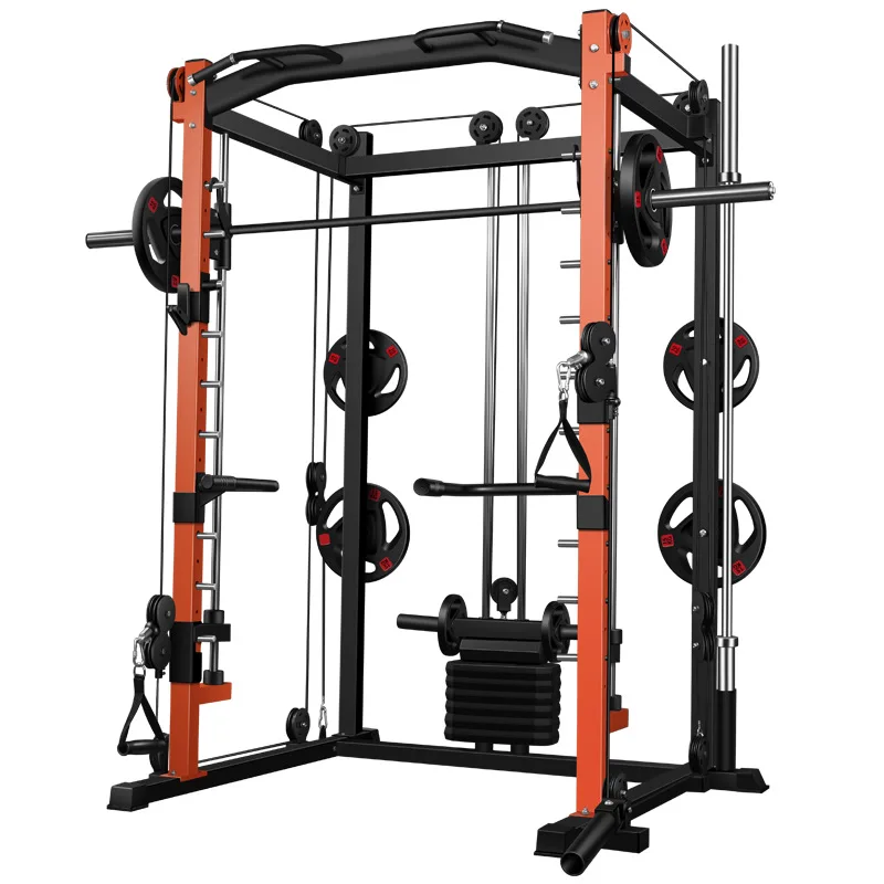Multi Functional Home Gym Equipment Squat Rack Pull Up Bar Power Pulley Cable Smith Machine