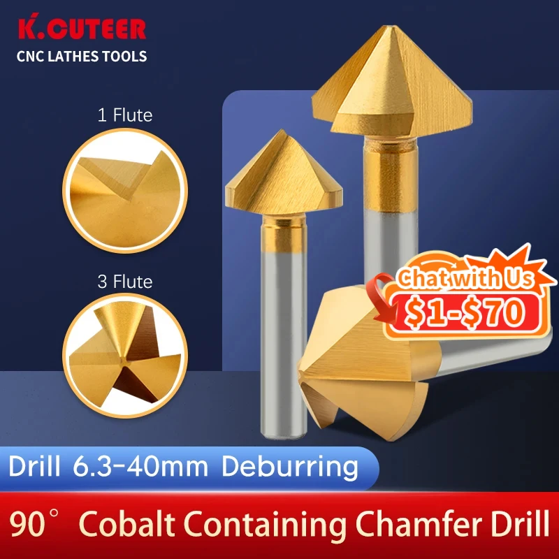 

Сверло с потайной головкой из быстрорежущей стали с кобальтом, 90 градусов, 6,3-40 мм, инструменты для удаления заусенцев с 1 канавкой/3 канавками, износостойкое и прочное