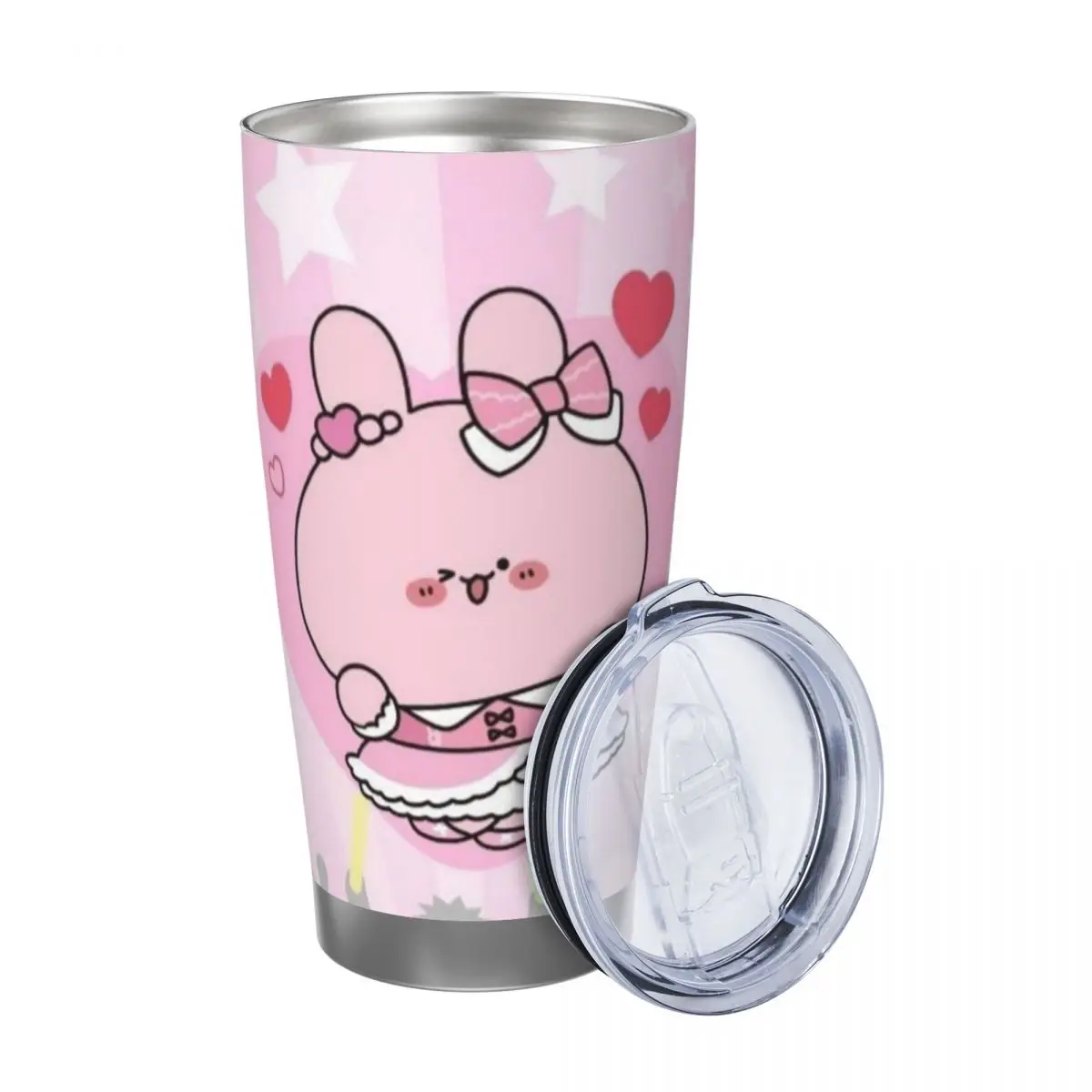 Asamimichaan Cute Asamimi 20oz Stainless Steel Car Mug Straw Thermal Iced Travel Cup Vacuum Insulated Coffee Hot Cup