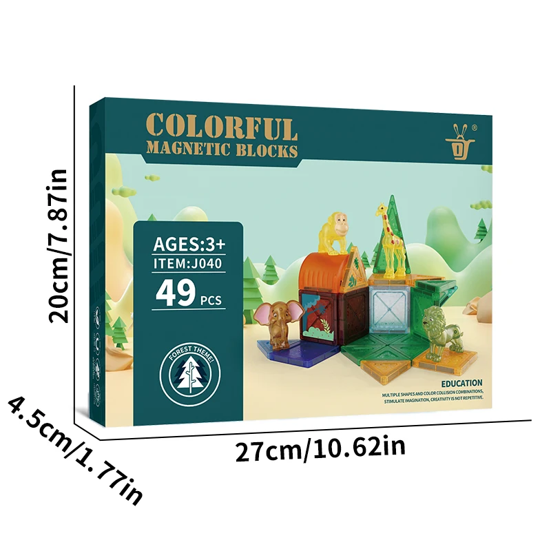 لعبة أطفال على شكل ديناصور غابة على شكل حيوانات كتل مغناطيسية مجموعة أساسيات الفصول الدراسية، مكعبات بناء مغناطيسية للأطفال Magn