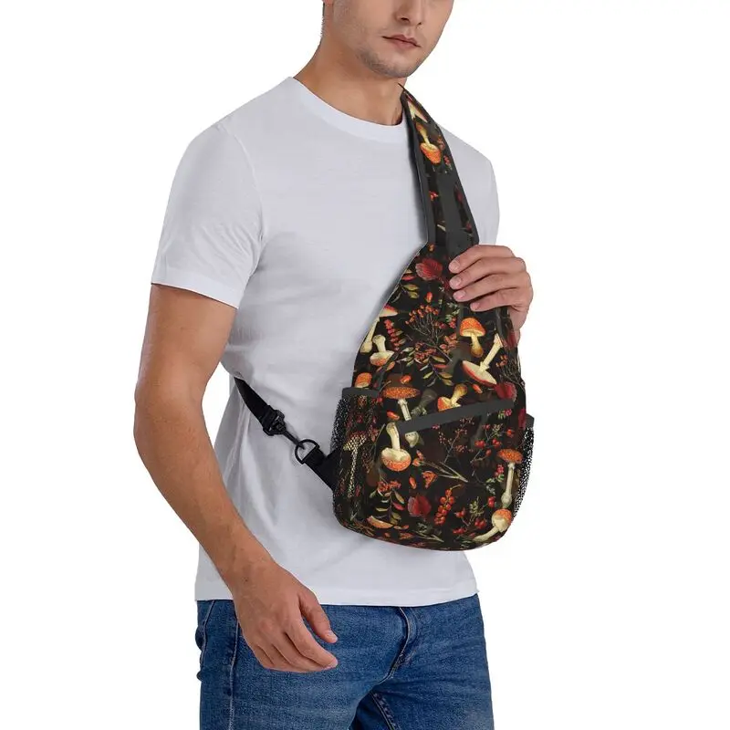 Mochila de hombro Vintage para hombre, bandolera de hombro con diseño de setas Rojas, para viajar