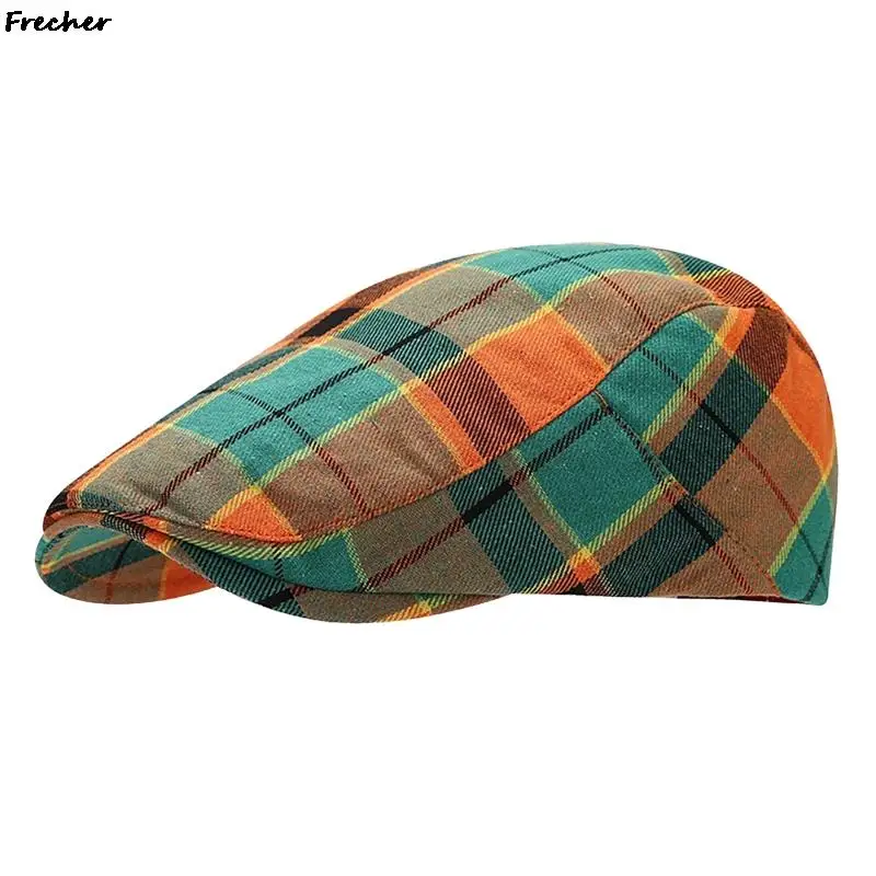 Adjustable Buckle Newsboy Cap Fashion Driving Hats Classic Plaid Painter Caps England Style Detective Hat Male Fashion Beanies