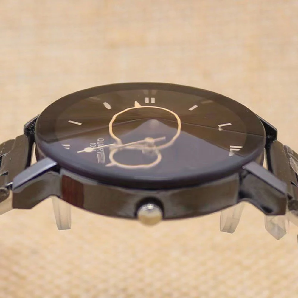 Creative round pointer stainless steel strap women casual quartz watch