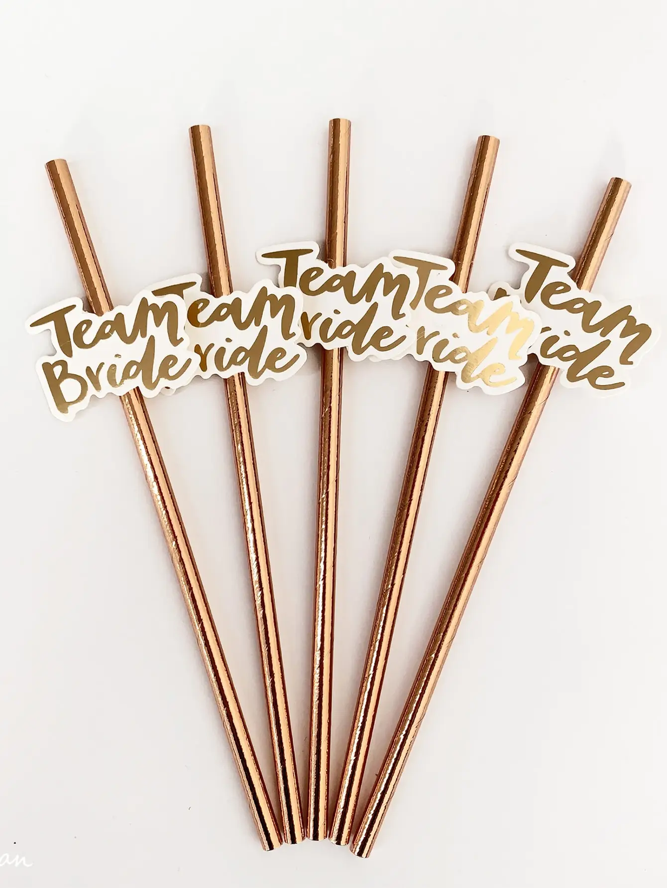 10pcs team bride Rose Gold Straw for Wedding Decoration Drinking Paper Straws To Be Hen Tableware Bachelor Party Bridal Decor