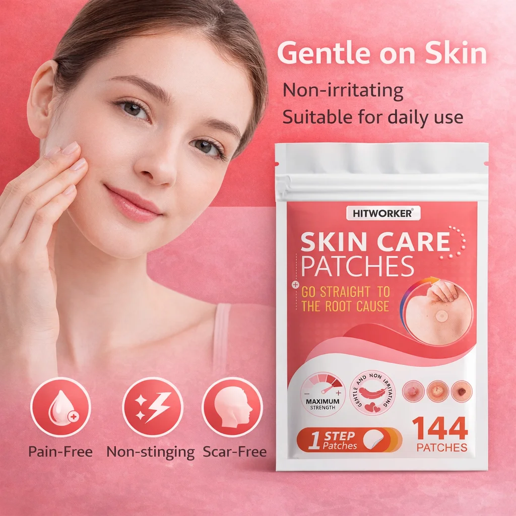144 pieces of skin cleansing care patches, water-based gel with no irritation, suitable for all skin types. Hydrating acne patch