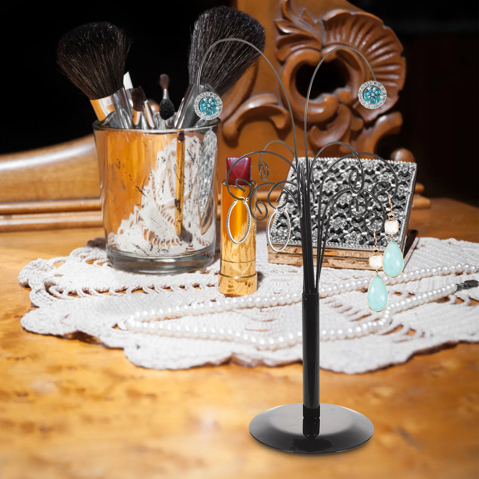 

Подставка для демонстрации ювелирных изделий: серег, ожерелий, браслетов, колец. Настольный органайзер. Современный минималистичный дизайн. Для дома, офиса, розничной торговли.
