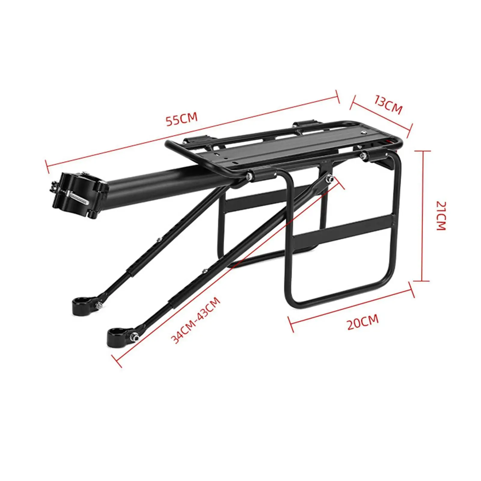 

Generic Rear Bike Rack Versatile Aluminum Alloy with Foldable Wing Adjustable