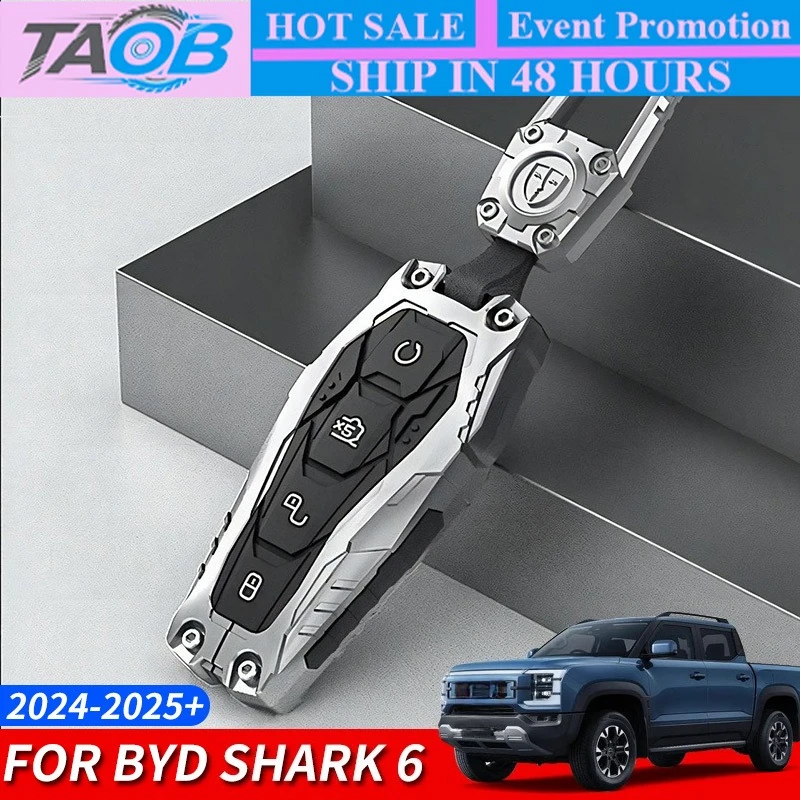 New 2024 2025 For Byd Shark 6 car key case Metal mecha key protection case Fob accessories