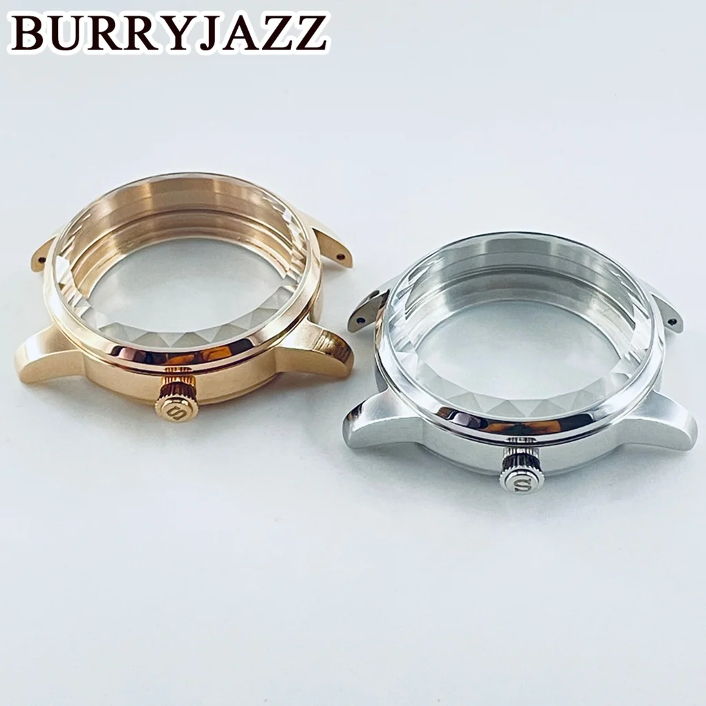 BURRYJAZZ 33 мм подходит для NH34 NH35 NH36 NH38 NH39 Коробка для часов с механизмом и бриллиантовым краем Стекло Женский женский коктейльный корпус из нержавеющей стали