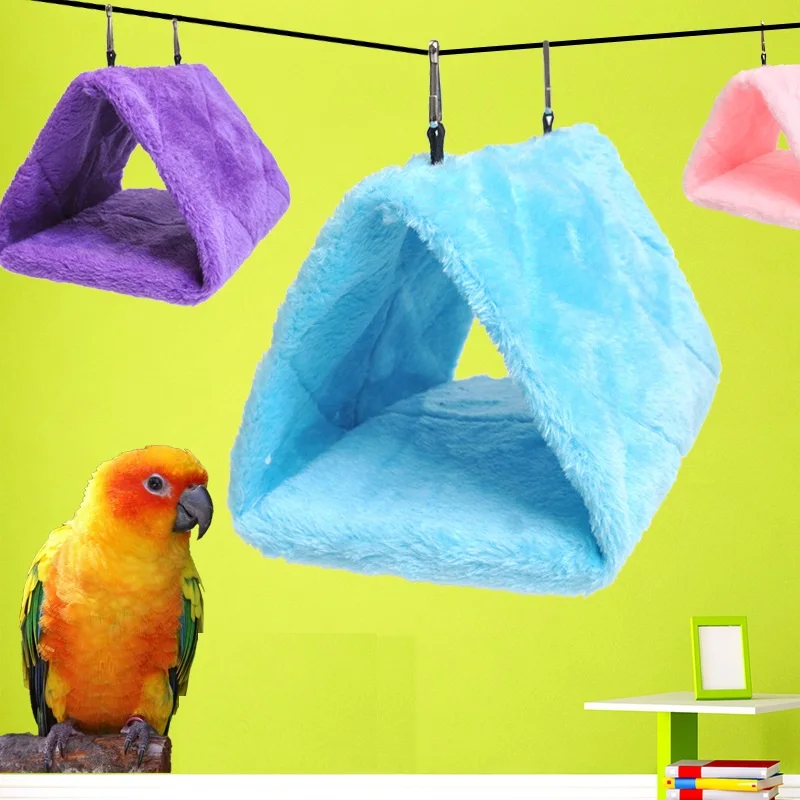 Bird Bed Winter Pet Bird Parrot Cages Warm Plush Hammock Hut Tent Bed Hanging Cave for Sleeping and Hatching Bird Accessories