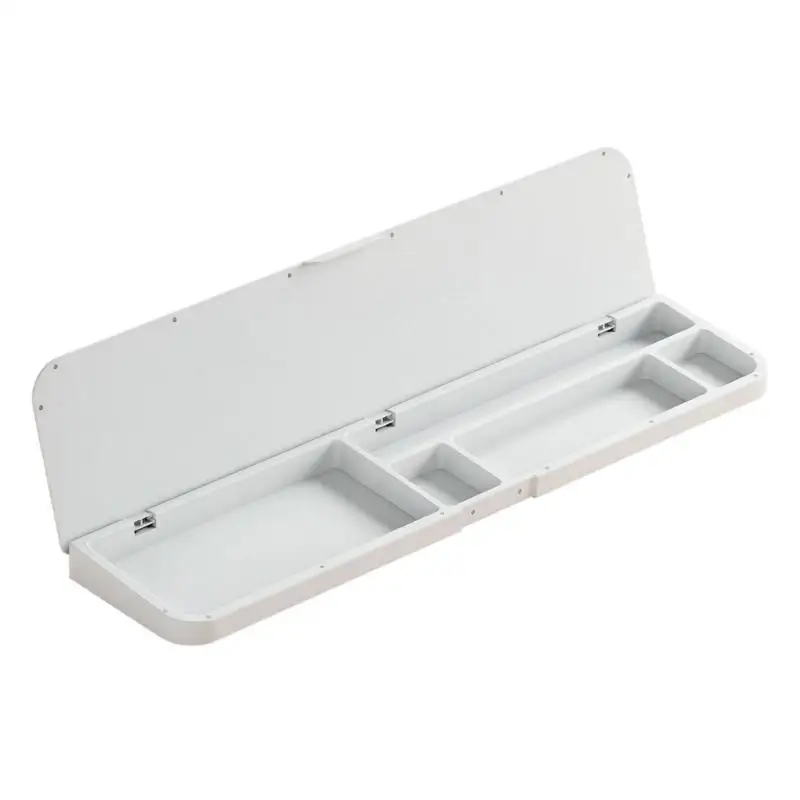 31BA Desktop Accessory Storage Tray Wrist Rest with Hinged Cover, Keyboard Side Placement, and Sectioned Use for Study Desks