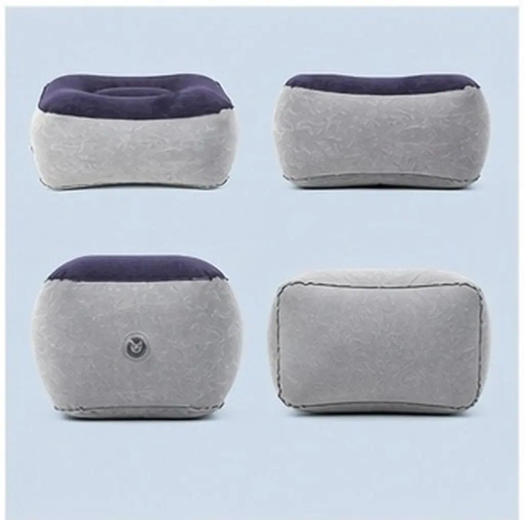 Inflatable Travel Footrest Foot Stool Leg Rest Pillow Airplane Cushion Gray Blue Without Inflation Tool Portable Comfortable Leg