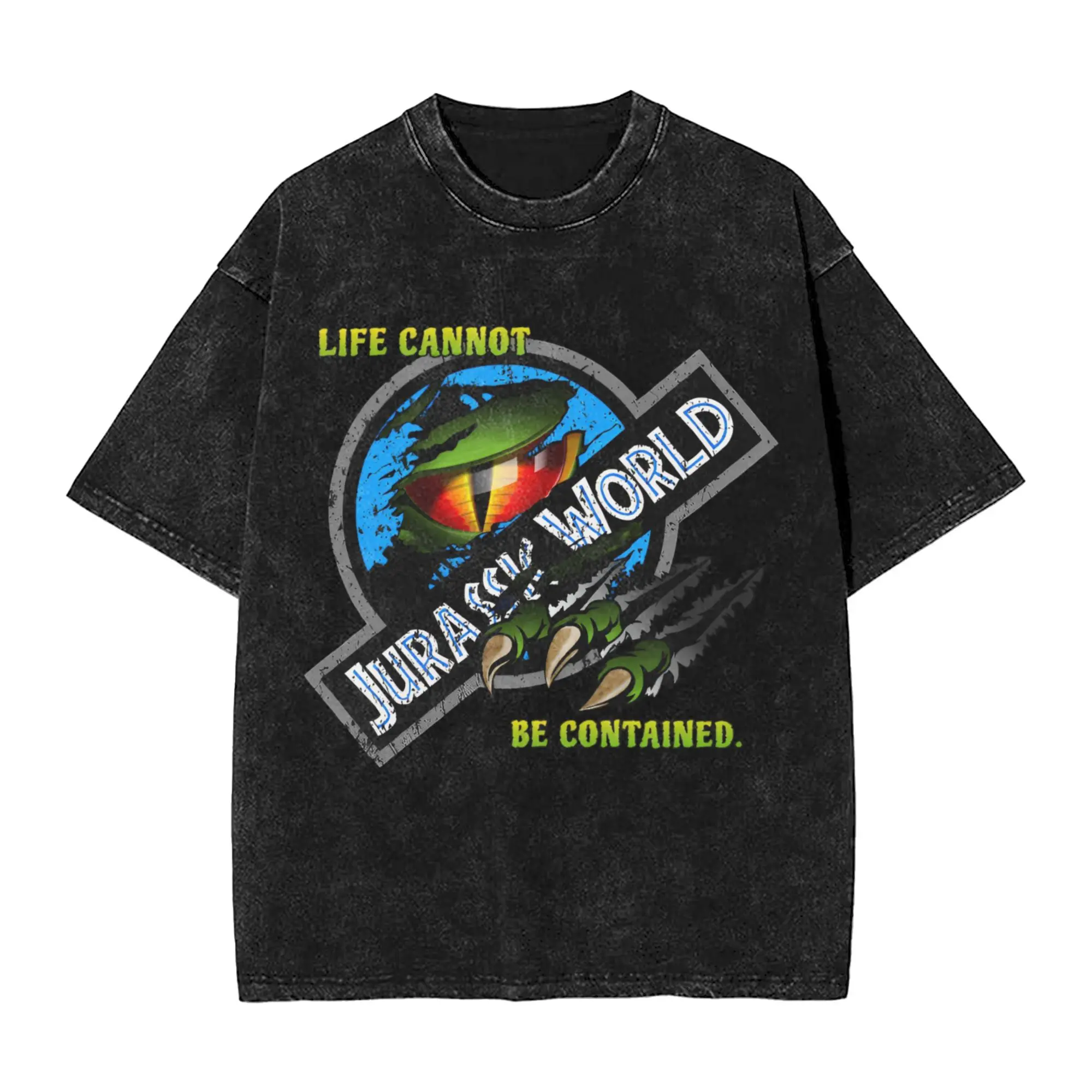 

Футболки с изображением мира Юрского периода, мужская забавная футболка из чистого хлопка с круглым вырезом, синяя футболка с рисунком фаната, классическая одежда с короткими рукавами