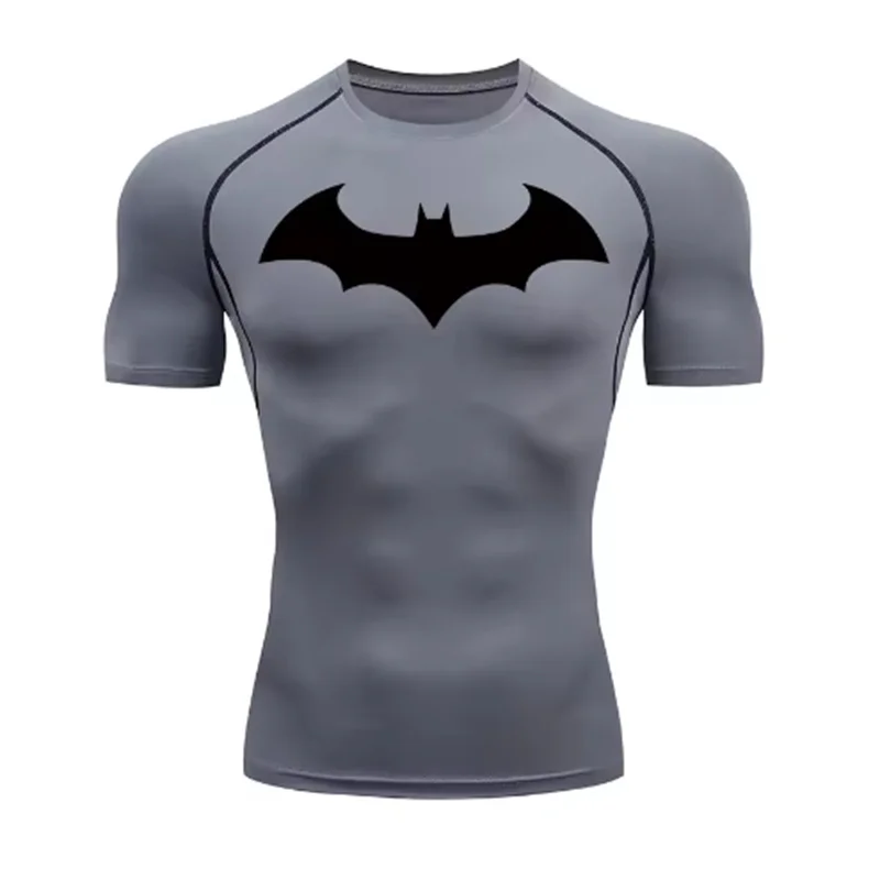 Fledermaus-Grafik-Kompressionshemden für Herren, kurzärmelig, Rashguard, Fitnessstudio, Workout, Laufen, T-Shirt, Sommer, sportlich, schnell trocknend, T-Shirts