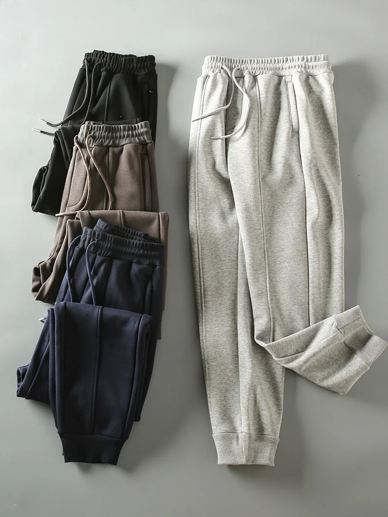 

Зимние утепленные мужские повседневные брюки из серебристого бархата на флисовой подкладке, свободного кроя, с эластичным поясом, длинные штаны