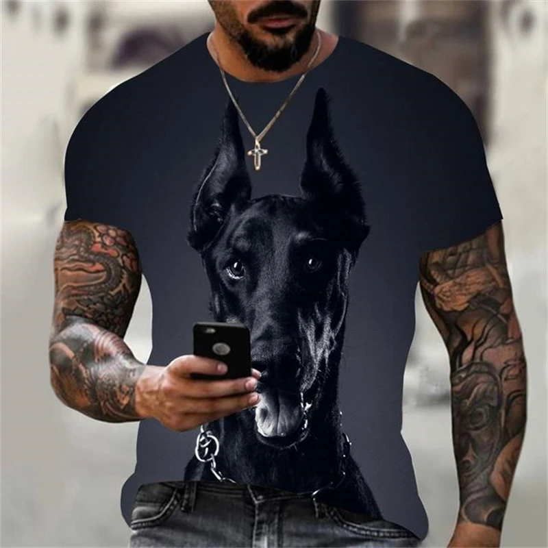 Funny Animal Labrador Dog 3D Print Men\'s T-shirts Summer O-Neck Short Sleeve Tops Breathable  Harajuku Style Tees Men Clothing