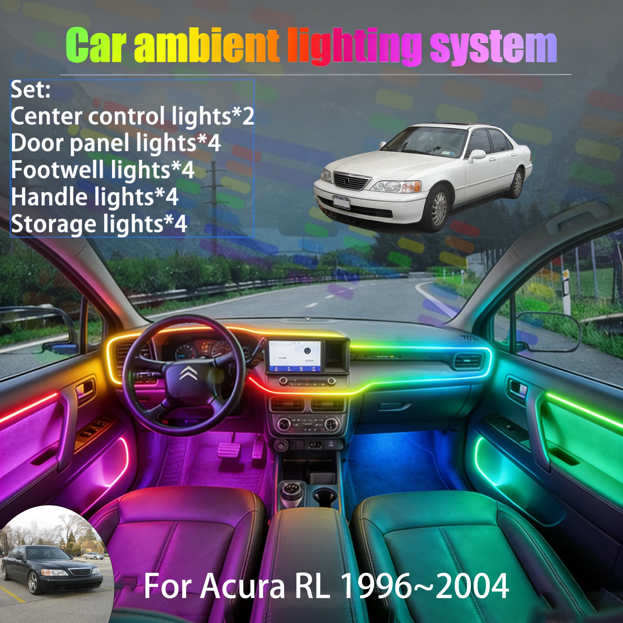 

Для Acura RL 1996~2004 KA9 MK1: Комплект светодиодной подсветки салона и багажника 2/18 в 1, USB RGB, с эффектом бегущих огней, автозапчасть