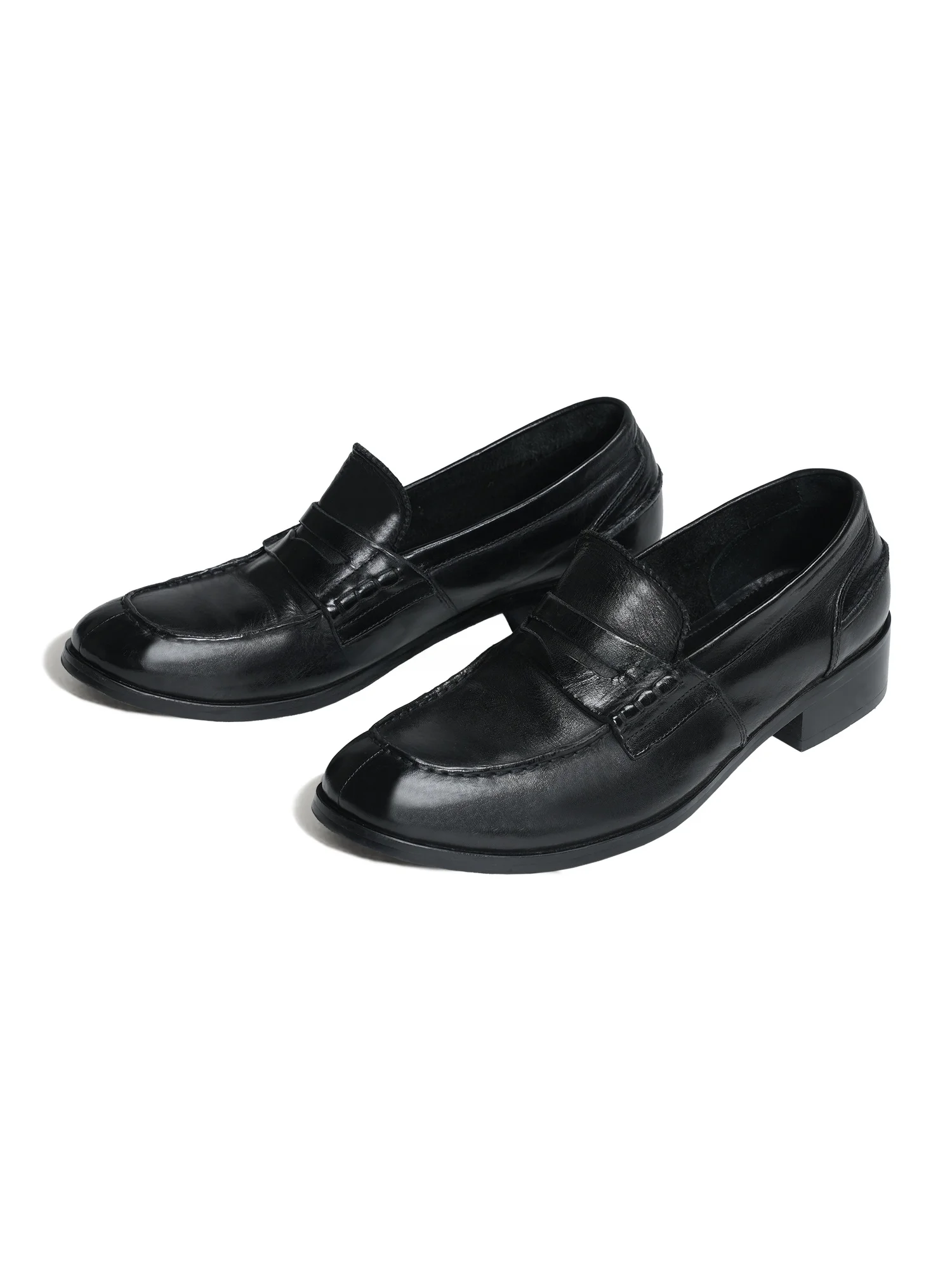 

Unvesno Handmade Waed hide Loers Heightening oes Gold Ratio Head Briti Sle round Toe Low Heel Faionable Men'...