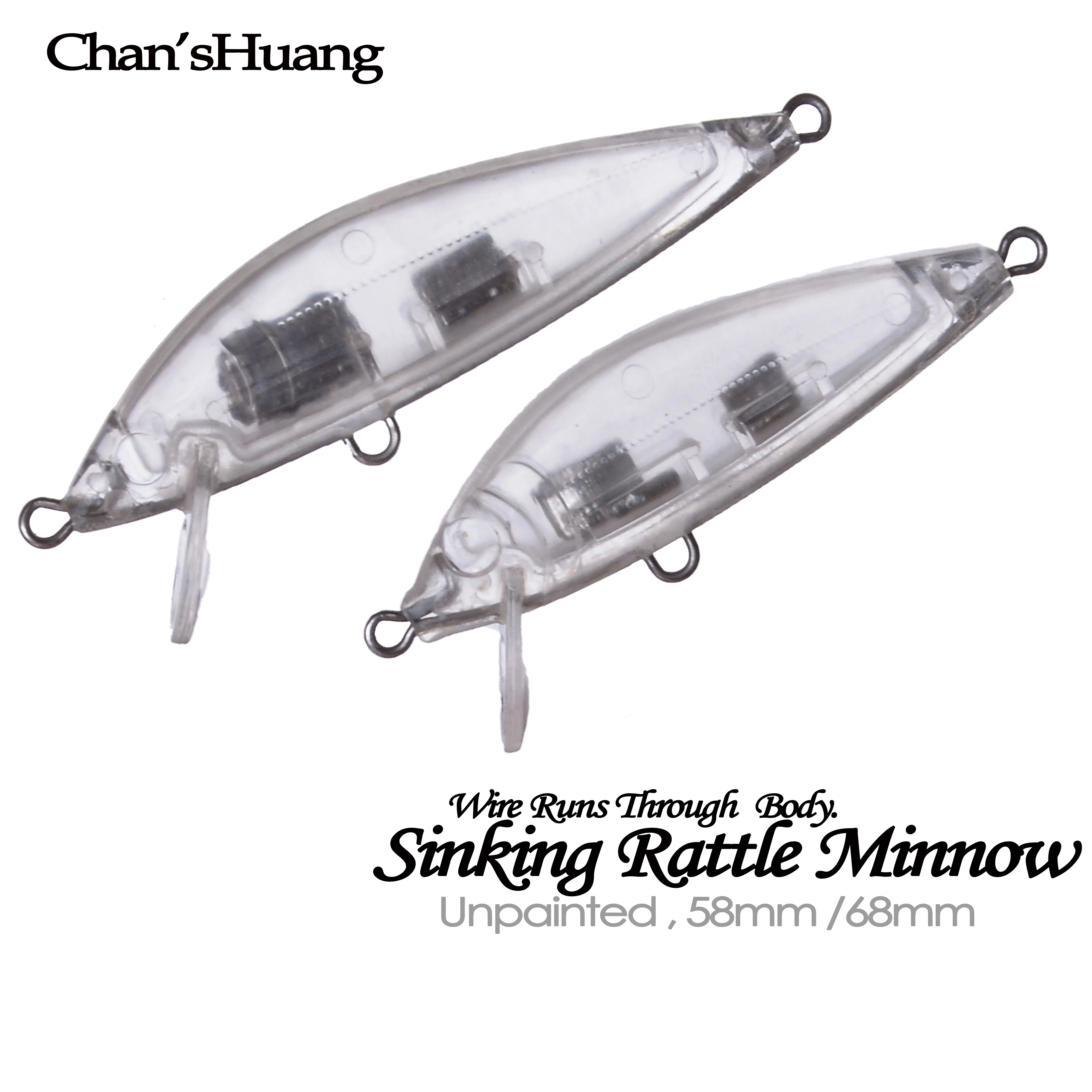 

Chan’sHuang 10PCS Unpainted Fishing lures 6.8g/9g Sinking Minnow Wire Goes Through Body DIY Handmade Blank Fishing Bait