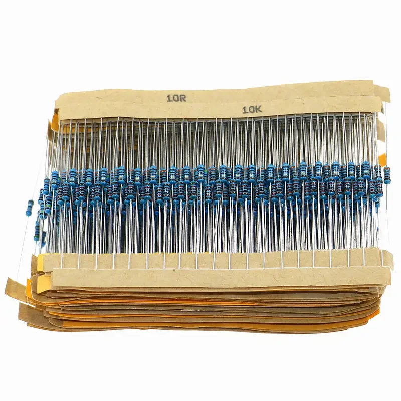 

1000Pcs/Box 50 Values 1/4W 1Ω ~ 10MΩ Metal Film Resistor Resistance Assortment Kit Set 1%