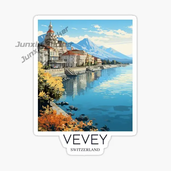 Vevey Swiss Switzerland Scenic Touring Car Sticker Waterproof Self-Adhesive Motorcycle Bumper Wall Off-Road Car Accessorie Decal