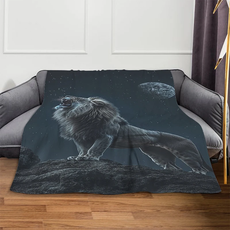 Fleece Blanket A-Lions Microfiber Bedding Warm Winter Blankets Fluffy Soft Blankets King Size Blanket Knee Bed Camping Nap