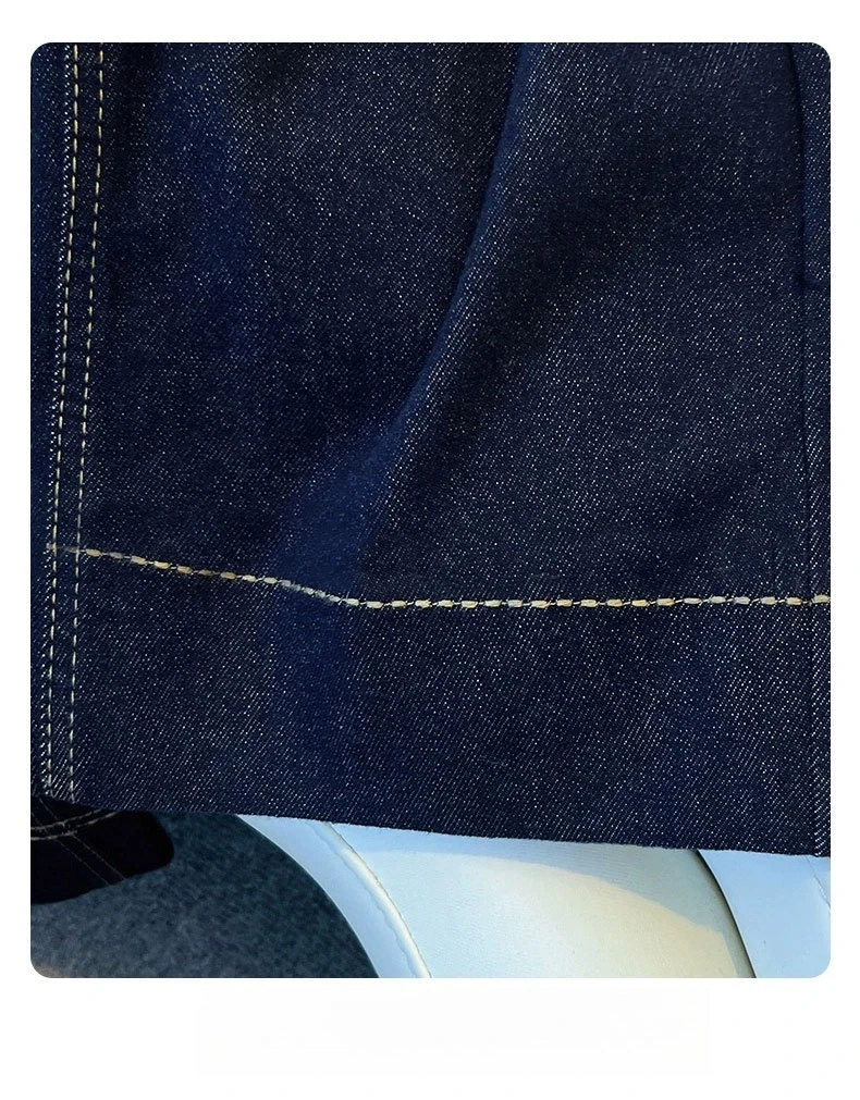 Pantaloni da donna Tasche con chiusura a cerniera con bottoni da donna Pantaloni da donna comodi Jeans casual a gamba larga a vita alta in denim blu navy alla moda