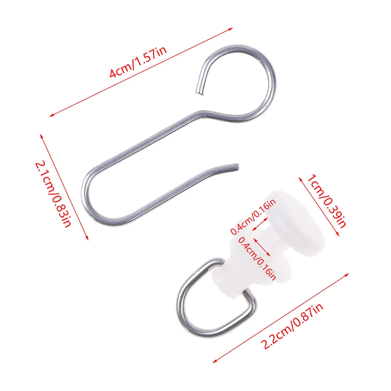 40 Stück Vorhangschienen-Riemenscheibenhaken, S-förmige, geräuschlose Vorhanghaken und Kunststoffgleiter, Schienenrollen für Zimmer, Badezimmer, Vorhänge