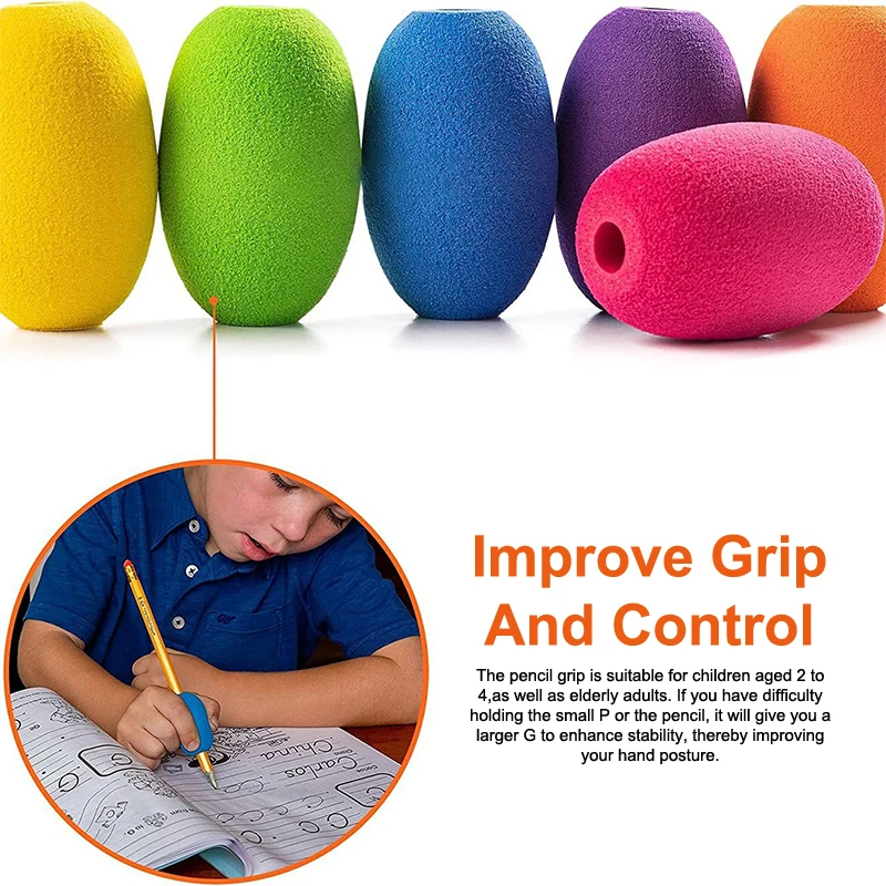 3/6Pcs Soft Foam Grips For Pens And Pencils, Writing Practice Pencil Holder Cushion Grip For Handwriting Drawing Ergonomic