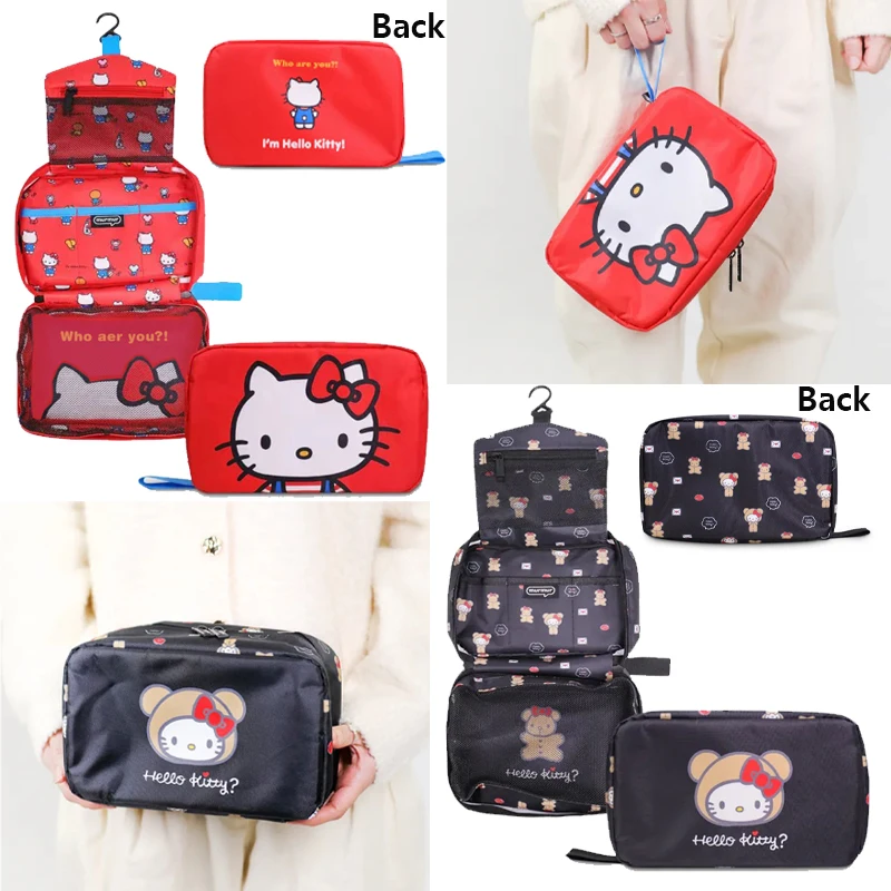 Sanrio Hello Kitty borsa per il trucco portatile pieghevole per la casa Cute Cartoon Travel Wash Multi Functional antipolvere Storage Hanging Bag