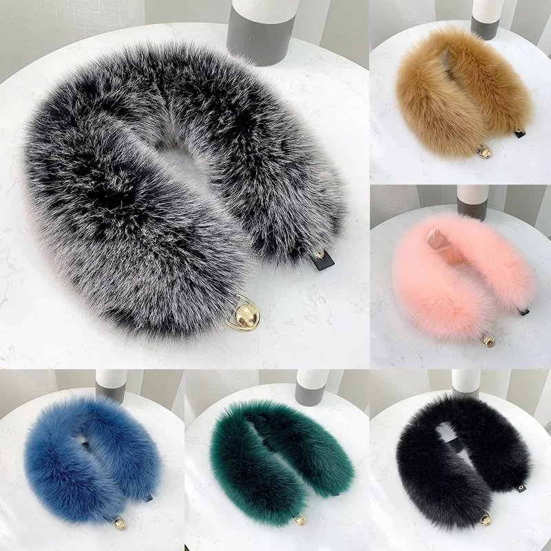 Faux Fox Fur Collar Shawl Women Furry Collar for Winter Coat Hood Decor Plush Fake Fur Scarf Parkas Jacket Fur Collars