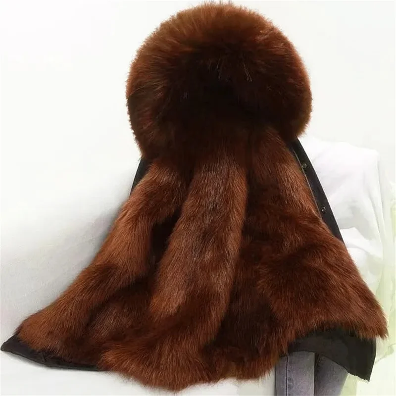 

Women's Pike Thicken Mink Fur Detachable inner liner Fur New Short Fur Coat Female Warm Snow Pike Coats Winter cotton Jackets