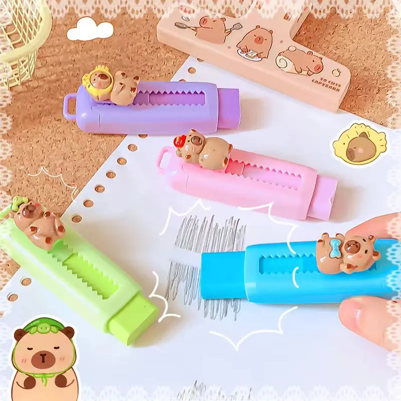 Imagem -05 - Capivara Rubber Erasers Artigos de Papelaria Kawaii Estético Material de Escritório Escola Engraçado Desenho Fofo