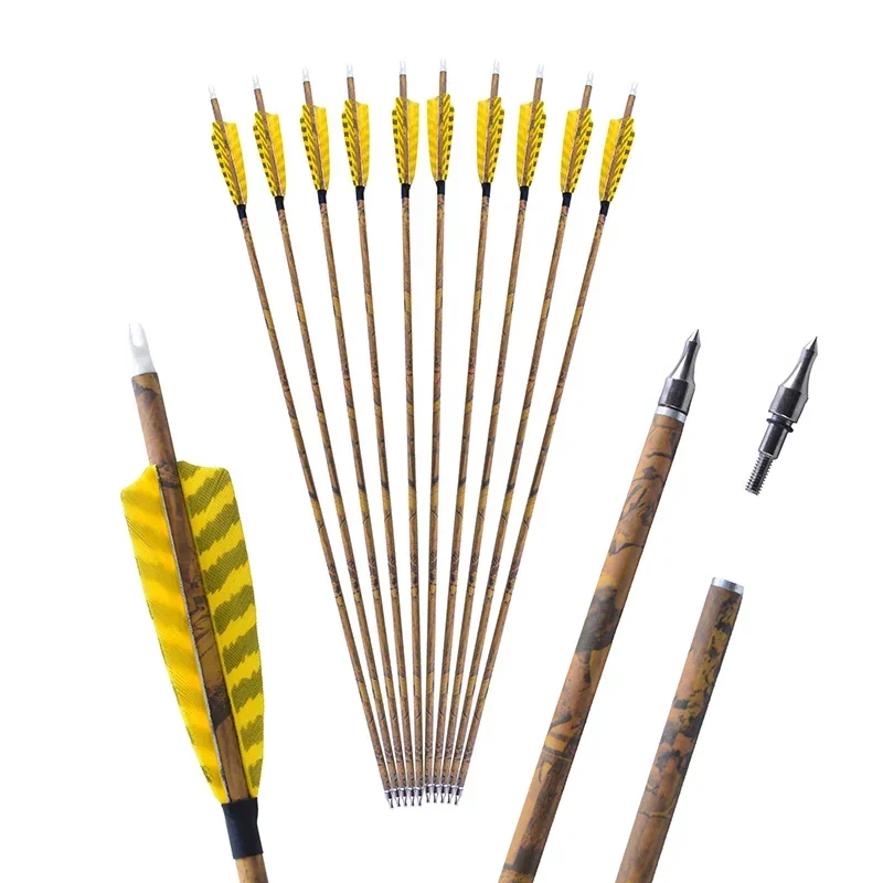 

6/12pcs Archery Carbon Arrow Spine 500 OD7.8mm ID6.2mm Shield Shape Turkey Feather for Bow Hunting Shooting Accessories