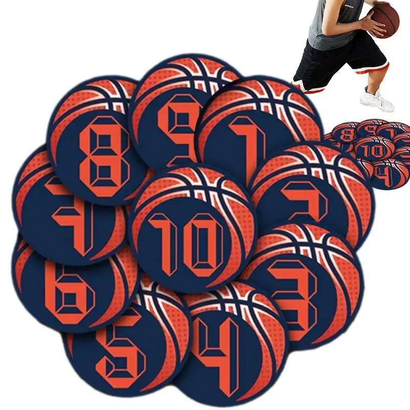 Numbered Spot Markers Non-Skid Flat Spot Markers Basketball Training Spots Flat Number Dots For Youth & Adult Team Sports