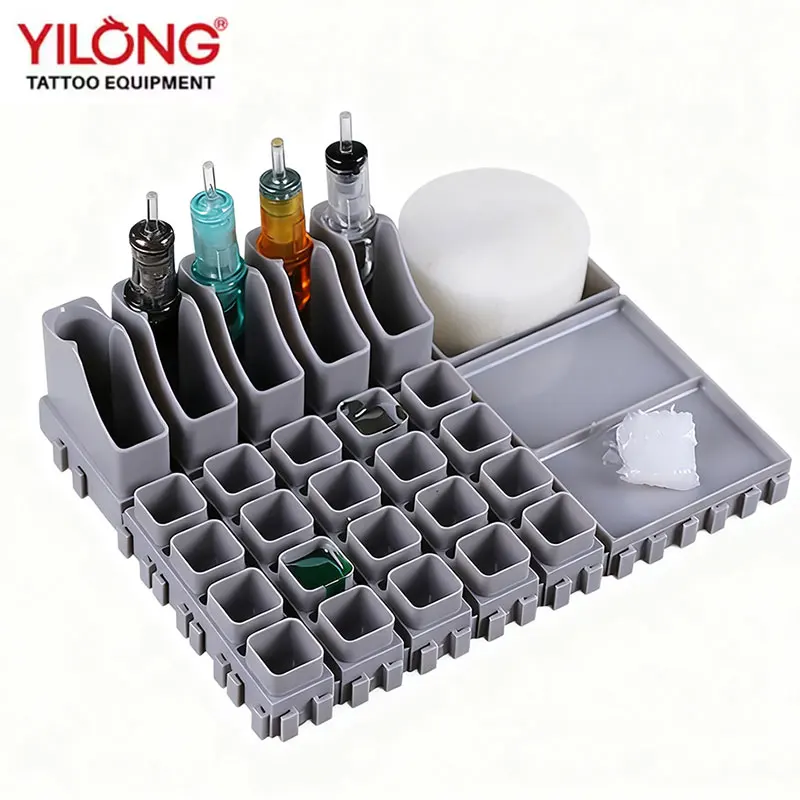 YILONG Tattoo Cartridge Holder ABS Tattoo Artist Desktop Storage Combinations Rack Multi-Spliced Ink Cup Tattoo Accessories