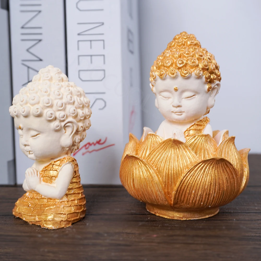 DIY Meditation Buddha Gypsum Silicone Mold 3D Tathagata Buddha Sculpture Crafts Candle Resin Soap Making Tools Home Decoration