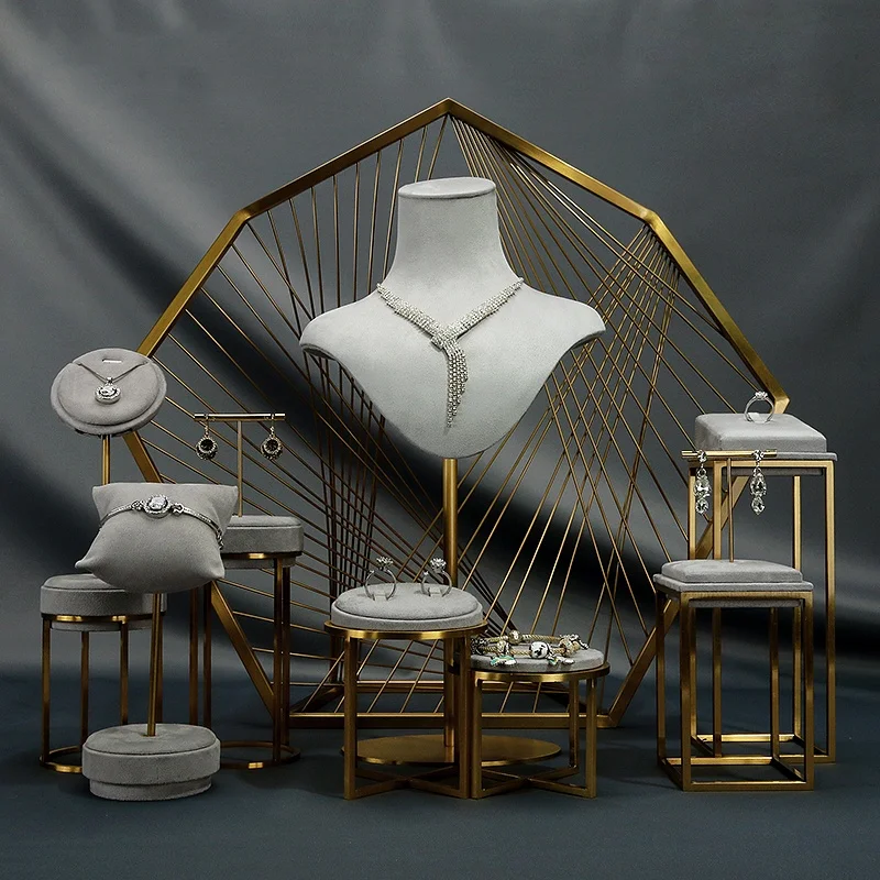 

Gray Color Jewelry Shop Luxulry Jewelry Window Show Props Necklace Show Rack Watch Bracelet Holder