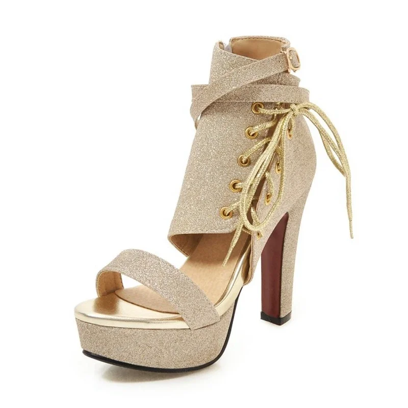 

Women Sandals High Heels Fish Mouth innerZipper Female Party Dress Wedding Shoes Bride Platform Sandals Big Size 48 C-3