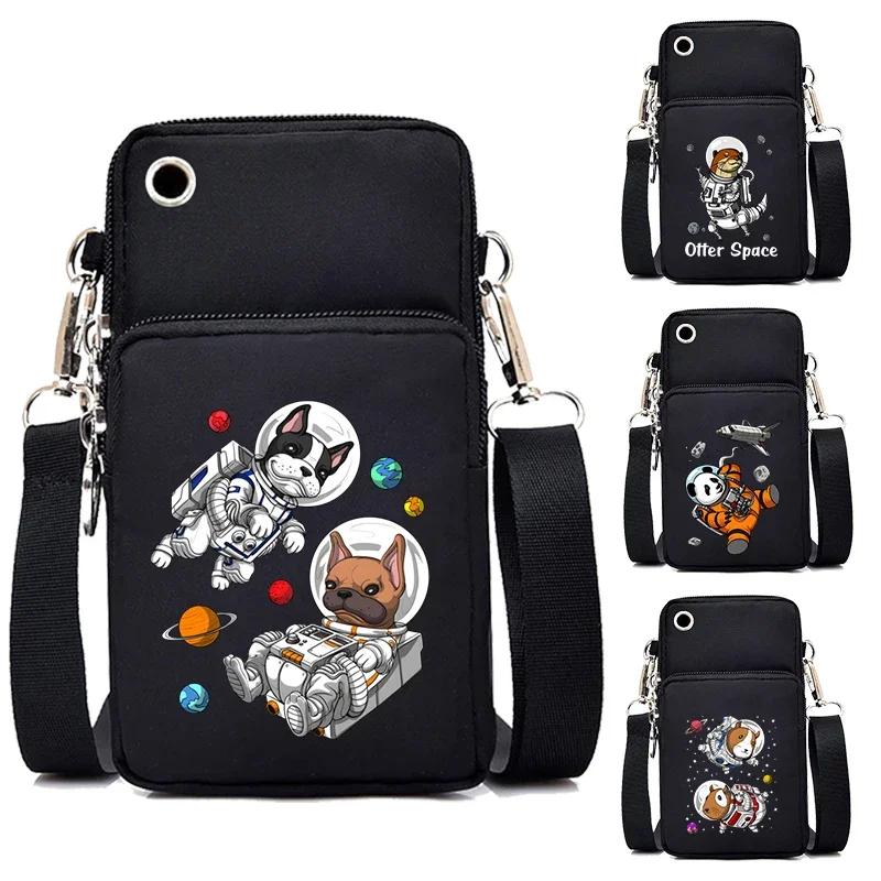 French Bulldog Astronaut Print  Small Bags Handbags  Hip Hop Women Crossbody Bags Harajuku Purse Clutch Phone Shoulder Bag