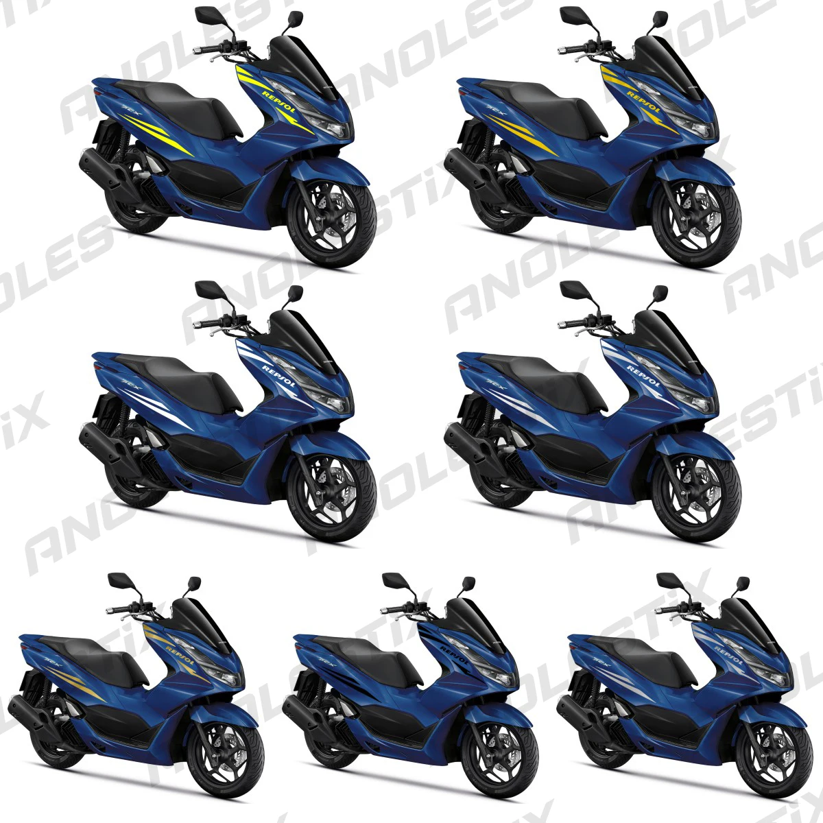 AnoleStix Reflective Motorcycle Body Waterproof Decoration Stickers Fuel Tank Pads Fairing Frosted Decals For Honda PCX 125 150