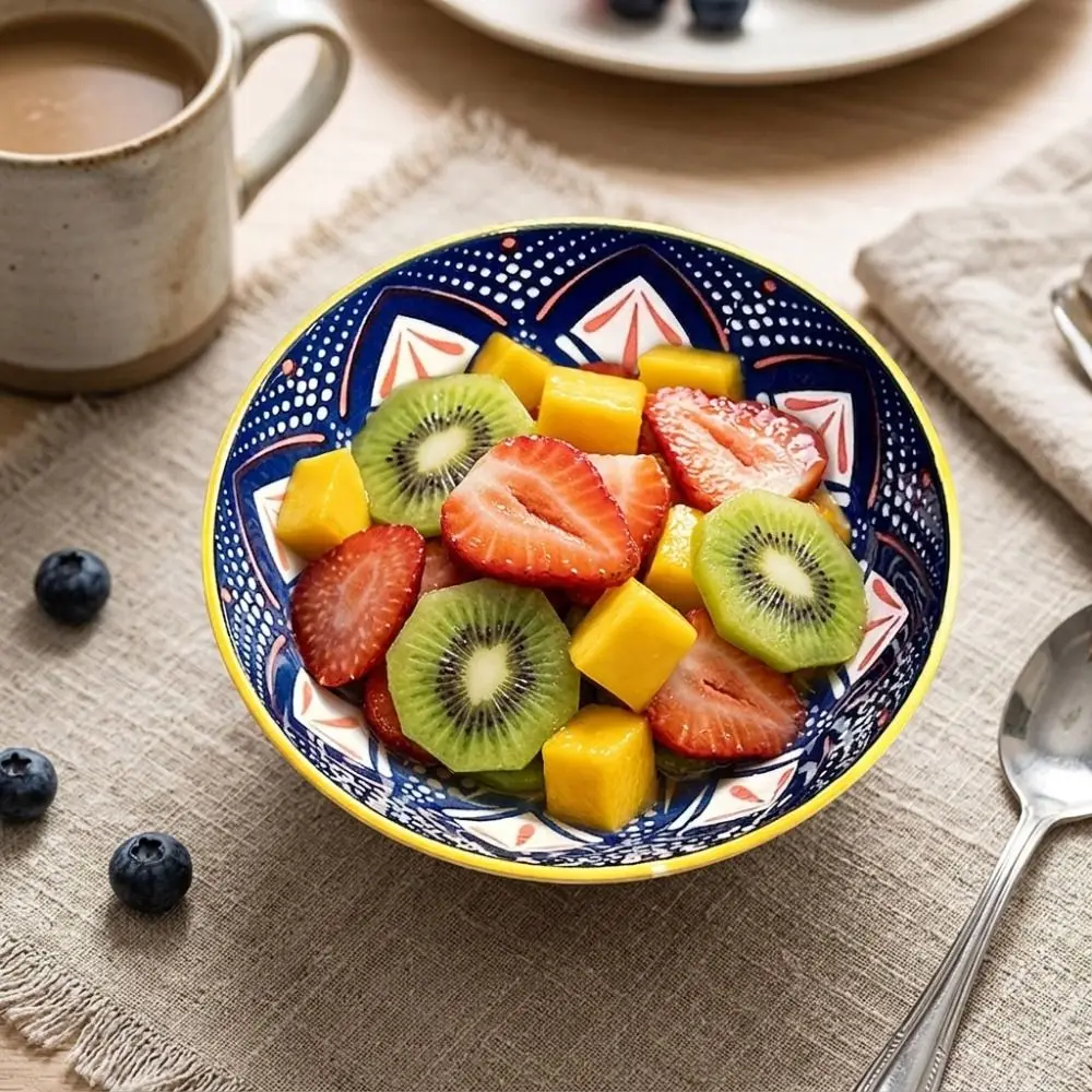 6 Piece 5 in Bohemian Style Ceramic Plates Set Under-glaze Painting Heat-resistant Dinning Table Waste Plate Vintage