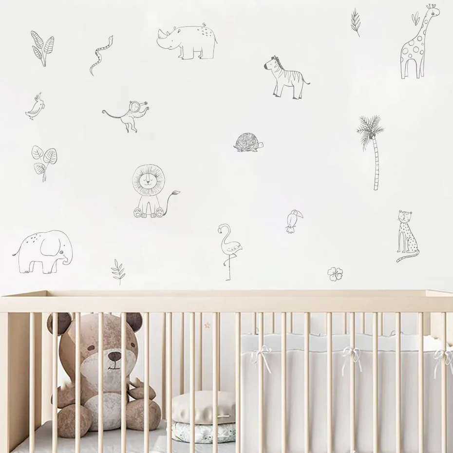 Cartoon Boho Tiere Elefant Giraffe Wanda uf kleber für Kinderzimmer Baby Kinderzimmer Wandt attoos Schlafzimmer nach Hause dekorative Aufkleber